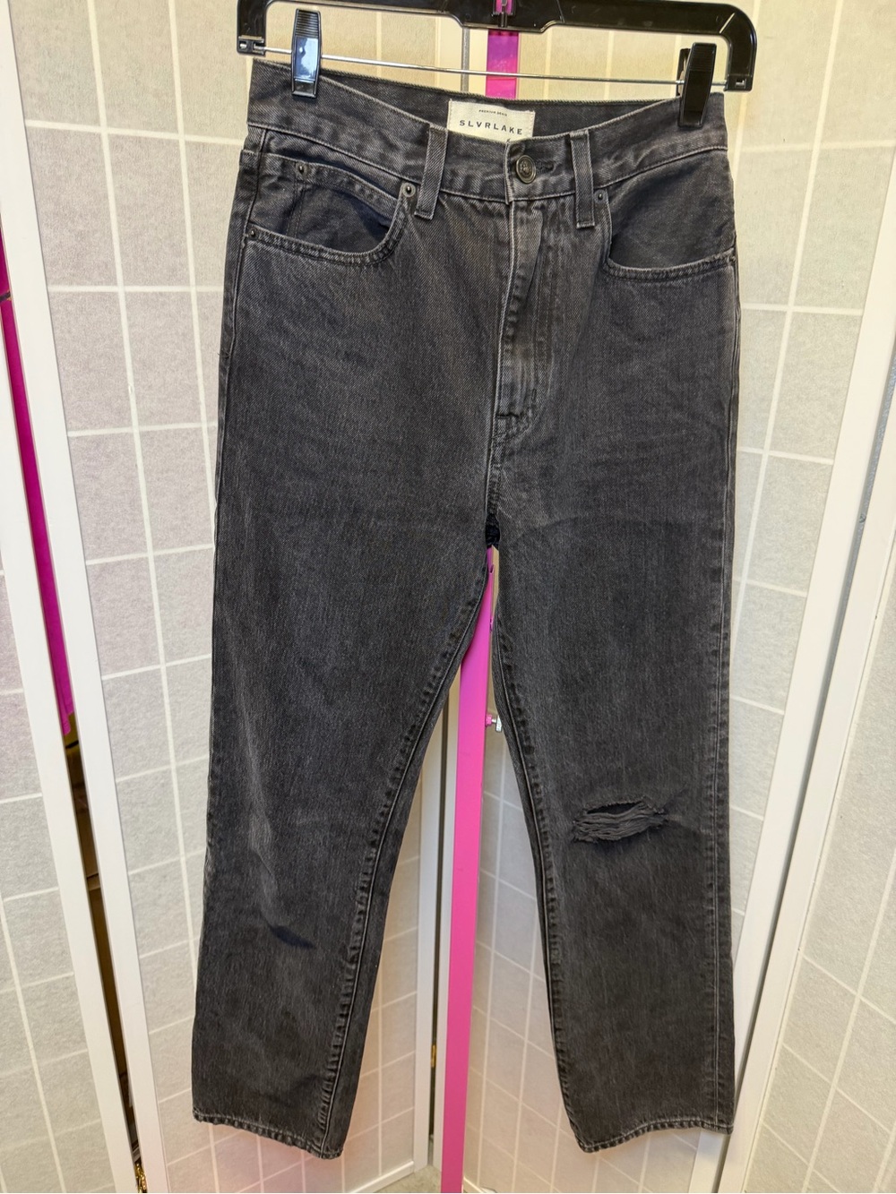 SLVRLAKE Men's Charcoal Black Slim Denim Jeans
